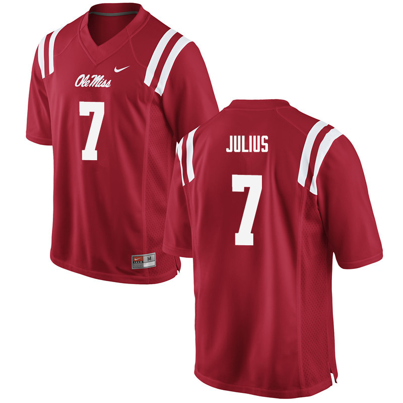 Ole Miss Rebels #7 Jalen Julius College Football Jerseys-Red